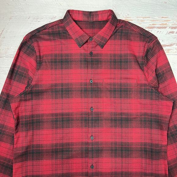 NEW Lululemon Masons Peak Flannel SIZE L XL Red Plaid Button Up Shirt NWOT - Picture 6 of 11